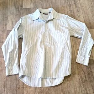 Dress shirt gray horizontal long sleeve Sz L THIRTY SIX RED Sharp Collar b44